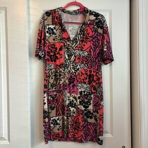 Tory Richard Colorful Made In Honolulu Short Sleeve Shift Dress Sz L Comfort